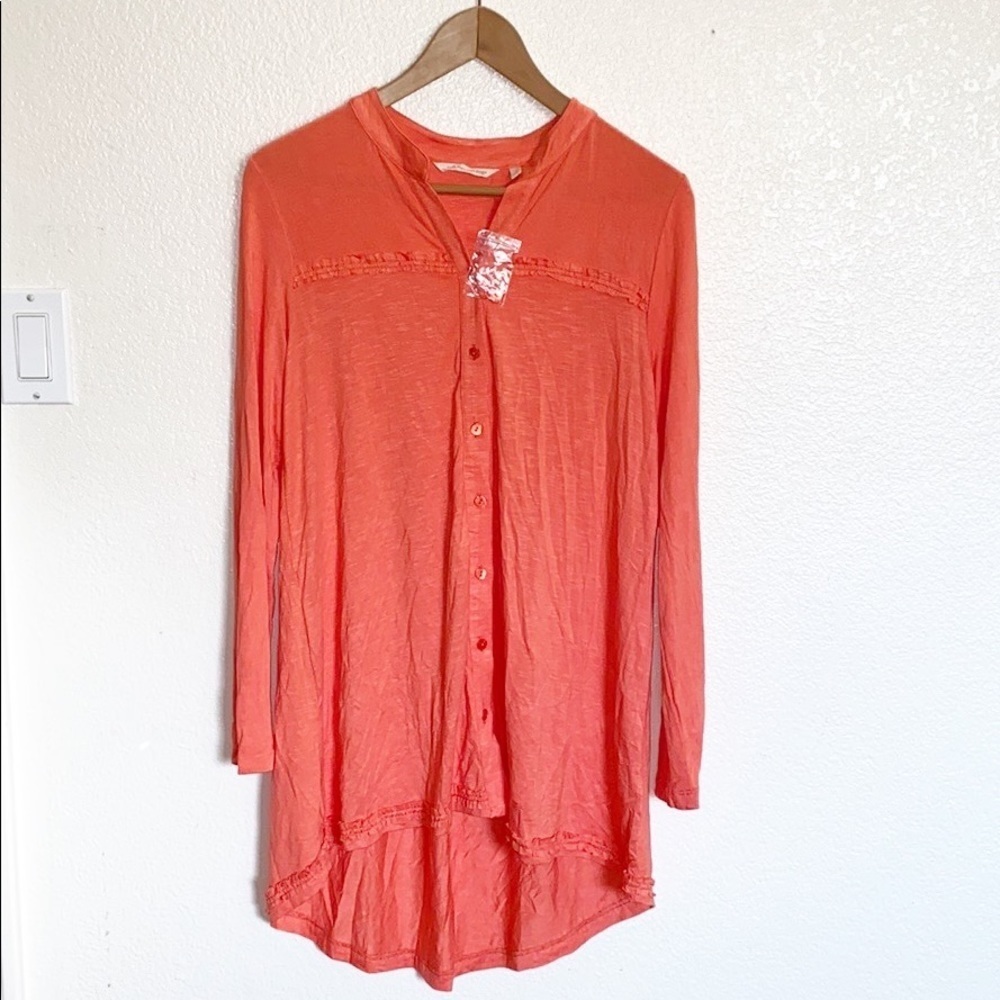 Soft Surroundings Peach Button Front Blouse